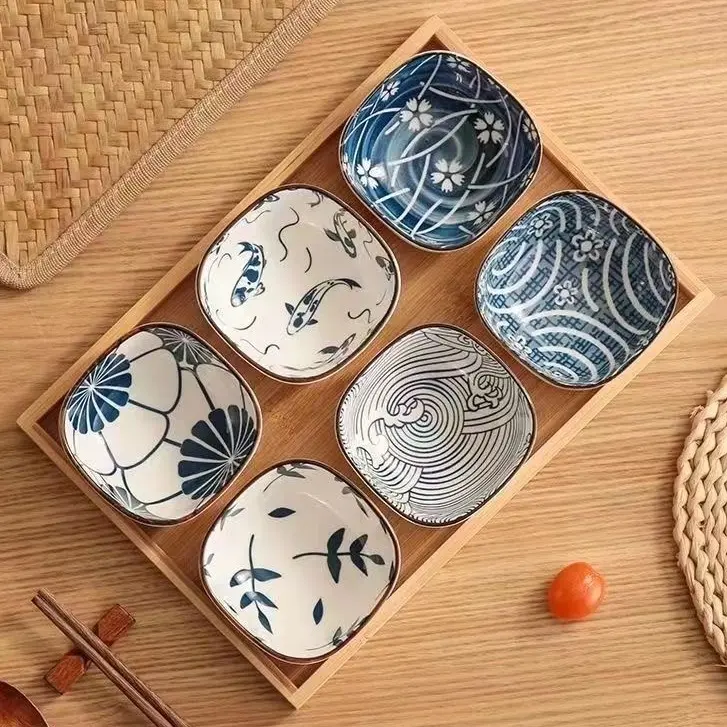 6 Pcs Small Ceramic Dip Bowls Set, Mini Chinese Style Ceramic Dipping Sauce Bowls, Soy Sauce Dishes, Stackable Dishwasher & Microwave Safe- for Dessert, Salad, etc - Tableware, Serving Bowls, Ceramic Bowl Set