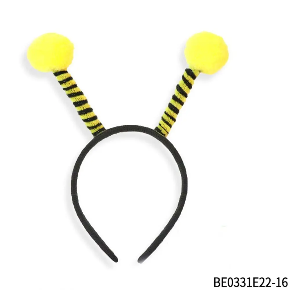 PESENAR Black and Yellow Striped Bee Antennae Headband with Pom-Pom Tips
