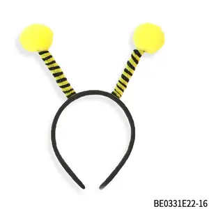 PESENAR Black and Yellow Striped Bee Antennae Headband with Pom-Pom Tips