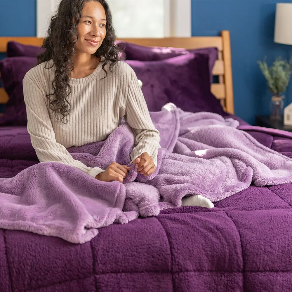 Berkshire Extra-Fluffy Oversized Throw Blanket (55"x70"),Cozy Luxury Plush Blanket for Couch, Bed & Travel,Super Soft Warm Fuzzy Fleece Bedding