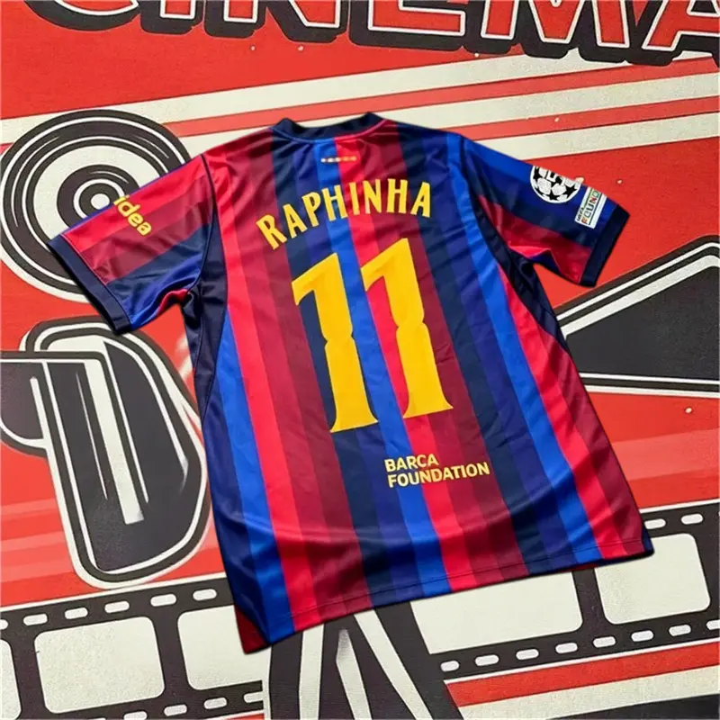 26 27 Home Red Blue No.11 Raphinha Short sleeve Soccer jersey