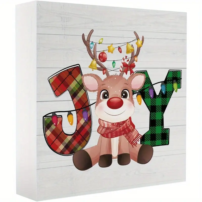 Funny Christmas Decorations Reindeer Christmas Decoration Farmhouse Xmas Decorations Merry Christmas Decor Red and Green Christmas Decor Buffalo Check Decorations Ornaments Decor 5 x 5 inches