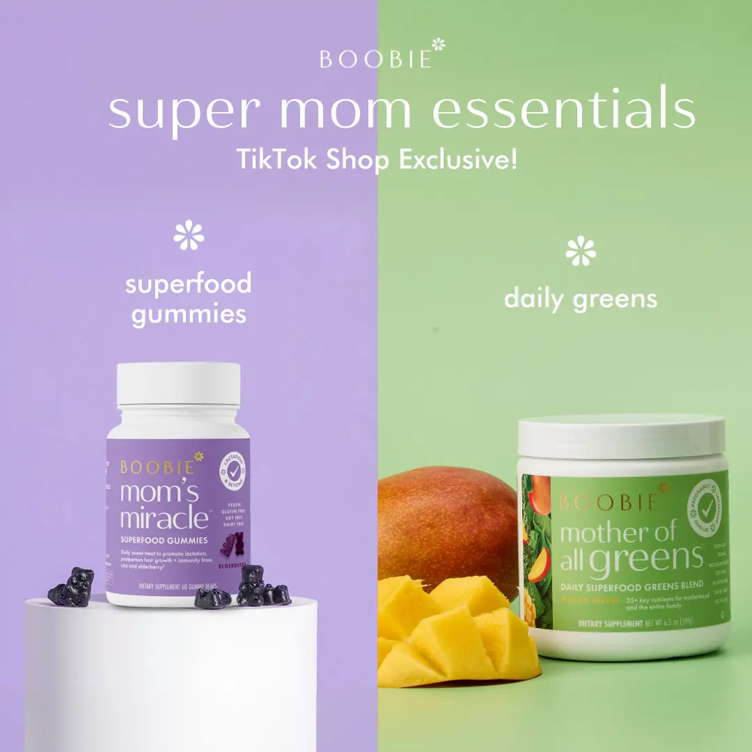 BOOBIE* Superfoods Super Mom Essentials Bundle - TikTok Shop Exclusive - Superfood Gummies and Daily Greens for Immunity, Energy, Postpartum Hair Loss, and More - For Moms and Families