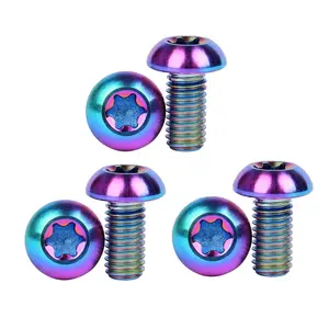 6PCS M5x10mm Colorful Titanium Bike Screws Bicycle Disc Brakes Rotor Bolts Torx T25 Head