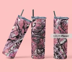 Hers/His Camo Tumbler - Personalized Pink Design with Name "Wifey" “hubby”