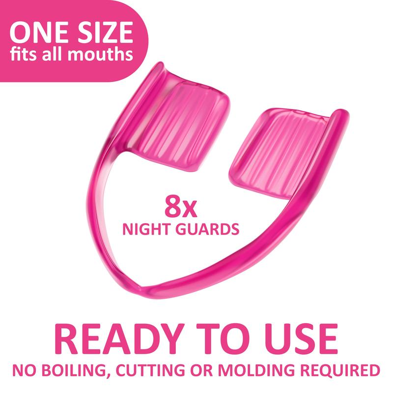 Mouth Guard for Women – One Size Fits All, Non-Bulky, Ready to Use, Comfortable, Slim Design – (8) Teeth Grinding Guards & Case – No Boiling, Cutting or Molding Required