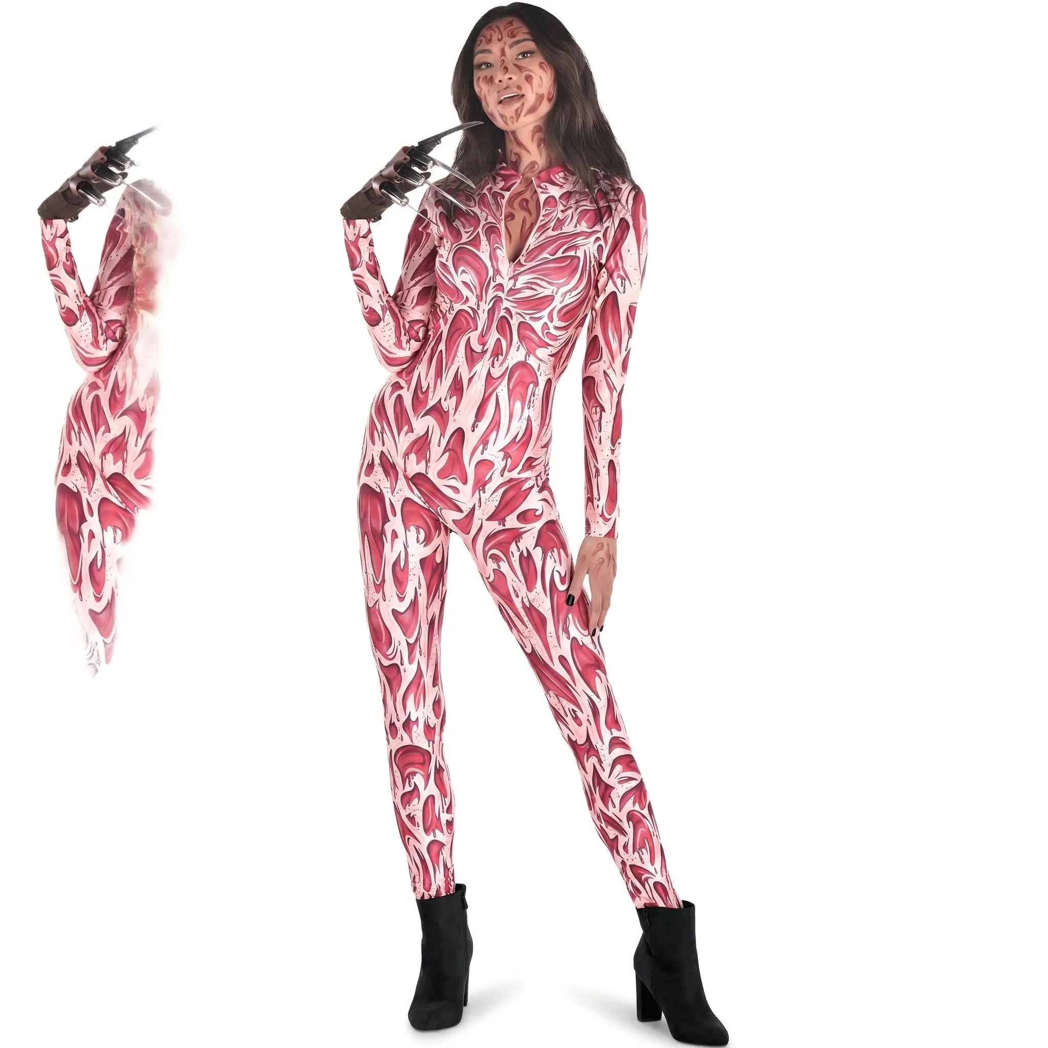 Zombie Scarred Catsuit Costume - L/XL