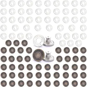 100 count Jean Button Replacement, Metal Jeans Buttons, No-Sew Nailess Removable Replacement Jean Buttons