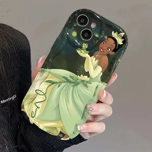 Princess Tiana Frog Prince Cream Phone Case - Suitable for Apple Iphone 11, 12, 13, 14, 15, 16 17 Air . Adorable Gift - Cartoon Style, Excellent Protection, Drop-Resistant