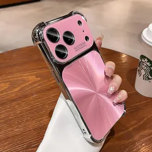 CD Pattern Electroplated Four-Corner Shockproof Phone Case For iPhone 17 Pro Max 16 15 14 13 Pro Plus Max | Luxury Plated Frame, CD Texture Back, Reinforced Corners | Trendy Protective Cover  #YJJGLSDSC Protection Cellphone