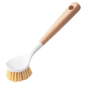 Wooden-Handle Long-Handled Kitchen Sponges & Scouring Pads - Non-Stick, Oil-Resistant, Pot-Safe, Hand-Friendly Home Care Cleaning Tool