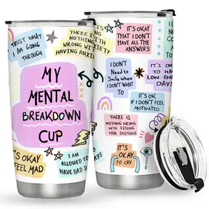 20oz/590ML Stainless Steel Double Wall Insulated Tumbler Thermos Cup, 1 Count Mental Health Gift, Inspirational Personalized Gift for Mama, Holiday Party Gifts, Drinkware
