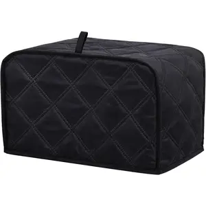 2 Slice Wide Slot Universal Toaster Cover Quilted Polyester Cotton Dust Protection Cover for Kitchen Small Appliance Black