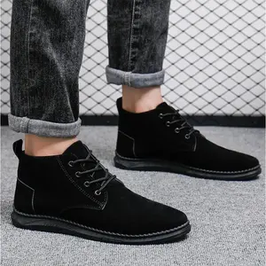 Large Size New Autumn High Top Shoes Men's Shoes British Men's Casual Shoes Leather Boots