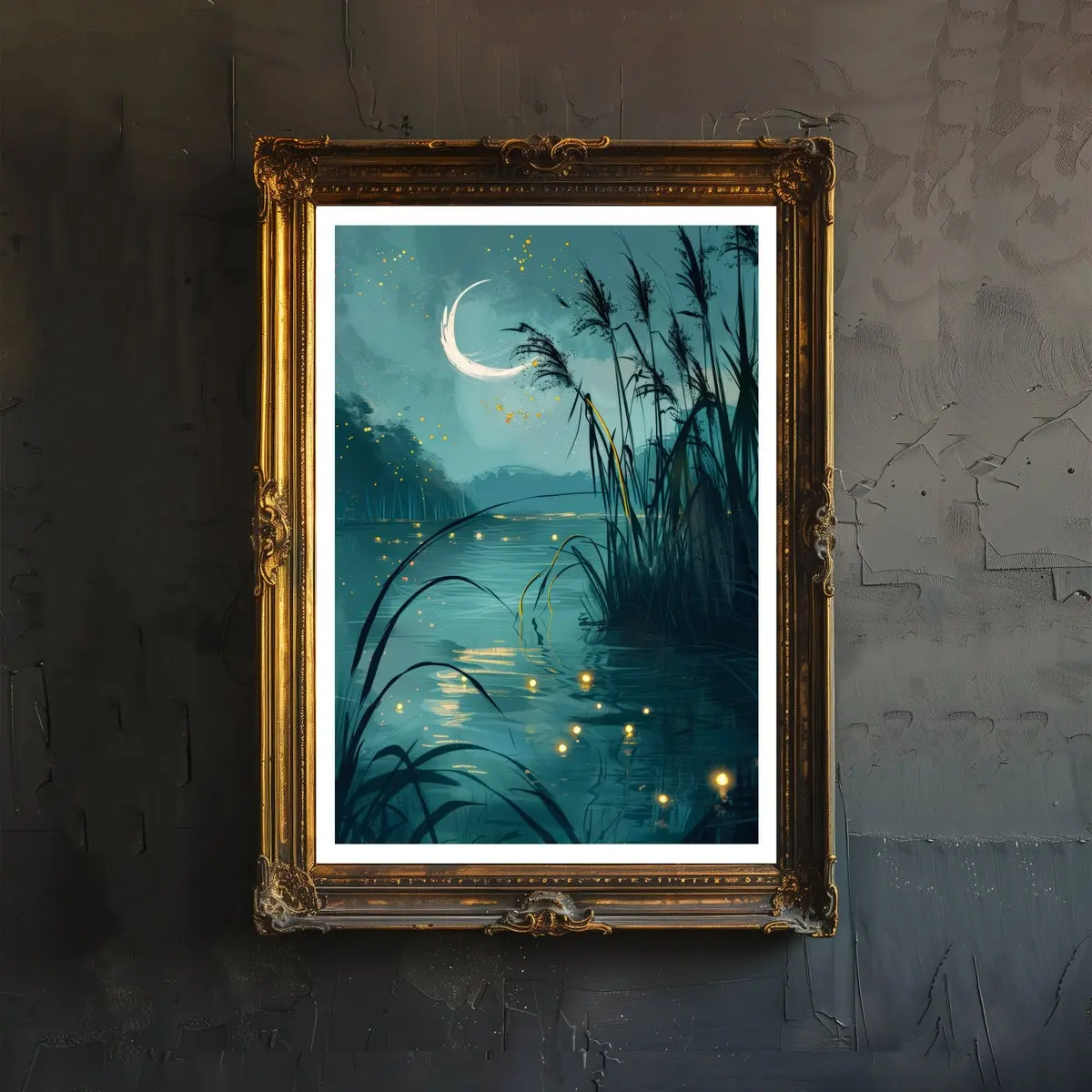 Mystic Riverbank Art Print – Dark Academia Cottagecore Landscape Wall Art, Enchanted Vintage Nature Poster, Rustic Vintage Decor, Unframe