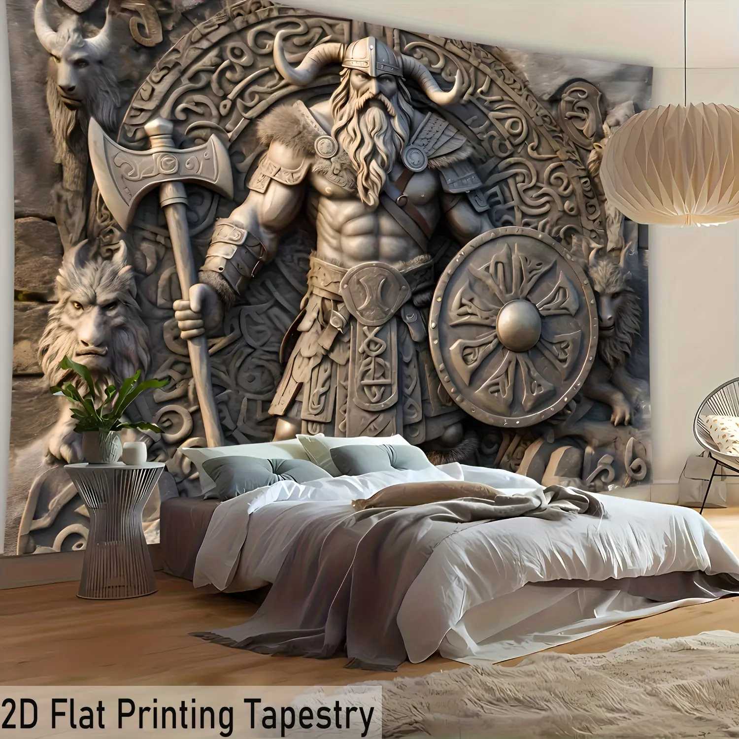 [2D Flat Printing] 1pc Ultra large size Majestic King High-Definition Printing Tapestry Large Size Polyester Tapestry for Living Room Bedroom Office Home Room with Free Hanging Clips, 2D Flat