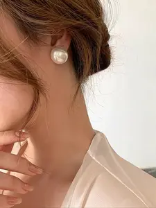 Women's Large Faux Pearl Earrings Set, Statement Earrings, Exaggerated Fake Pearls Ear Studs, Trendy Jewelry Accessories for Women & Girls