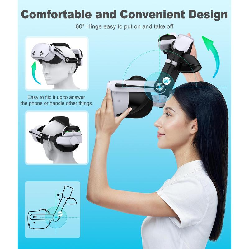 ESYWEN VR Headset Enhanced Headband for Quest 2/3/3S VR Host Retractable & Adjustable Strap for Comfort and Support