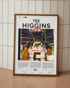 Tee Higgins Poster, Football Wall Art, Gift For Football Fans( Unframed - Print Only )