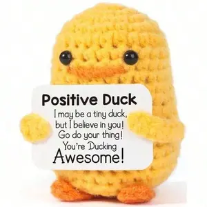 Handmade Crochet Duck Toy with Inspirational Card, Cute Gift for Birthdays, Christmas, Valentine's Day, Perfect Present Idea, Handmade Crochet Figure