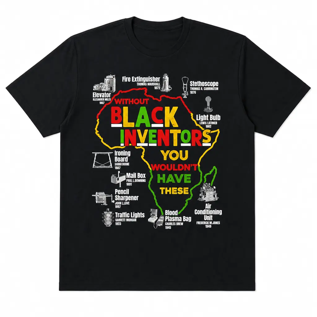 Black Inventors Graphic T Shirt, Black History Shirt, Educational Black Culture Tee, Inspirational African American Heritage Short Sleeve Shirt