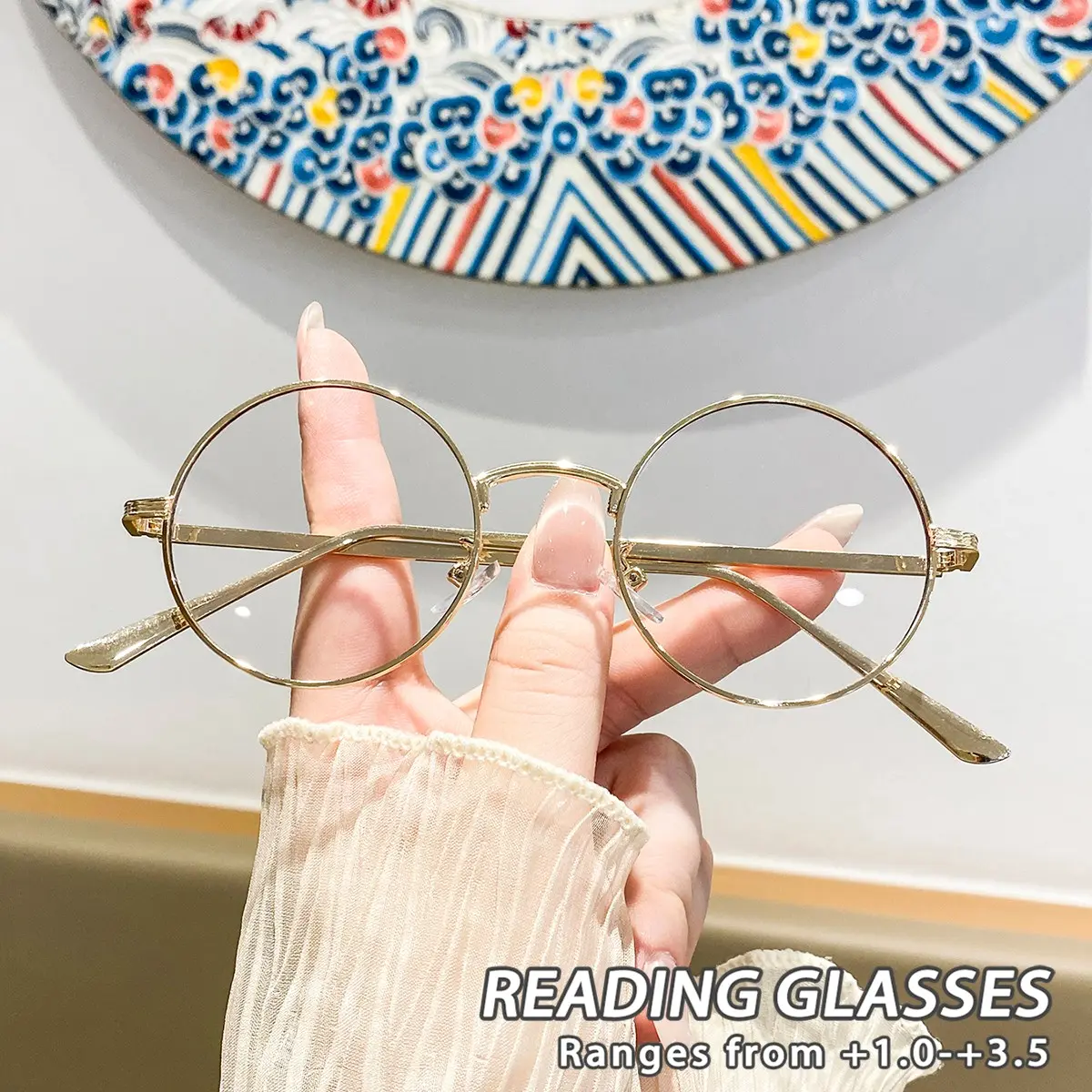 Women's Metal Round Reading Glasses, Small Cute Elegant Lightweight Fashion Eyewear, Versatile Stylish Old Age Glasses, Reading Eyeglasses