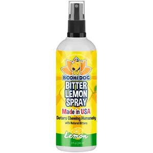 Bitter Lemon Spray | Anti Chew Spray for Dogs and Cats | Kitten & Puppy Training Anti Chew Spray | 100% Non Toxic | Made in USA by Bodhi Dog Humane Deter Chewing
