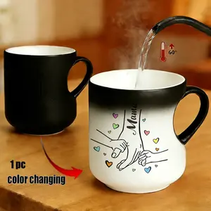Magic Color-Changing Heart Mug, Thermosensitive Ceramic Coffee Cup, 330ML Mother's Day Gift, Hands Holding Hearts Design, Perfect for Moms