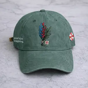 Resident Evil RPD Raccoon Police Department Embroidered Washed Hat - Vintage Residence Evil Zombie Video Game Hat Design Embroidered Cap Merch - Casual Wear Washable Material Versatile for Everyday Use -  Horror Game Gifts