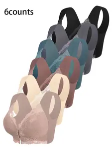 Women's Wireless Bra, Floral Lace Design, Casual & Comfortable Fit, Medium Support, Soft Fabric, Perfect for Daily Wear