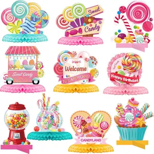 10 Pieces Candyland Party Decorations Candyland Table Decorations Lollipop Table Honeycomb Centerpieces Decor for Candy Theme Birthday Party Supplies Tables Decor Baby Shower Halloween Spooky Candy