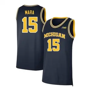 Navy #15 Mara Michigan Style Basketball Jersey, College Basketball Tank Top, Breathable Mesh Athletic Shirt, Game Day Fan Gift
