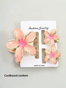 3PCS Enamel Lily Flower Hair Clips – Cute Floral Metal Hair Claw Set for Summer, Beach & Everyday Styling