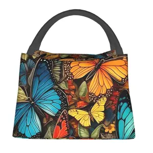 1 butterfly pattern, suitable for home, restaurant, office, back to school supplies, portable and reusable for both men and women, suitable for picnicking, hiking on the beach, storage of supplies, insulated and refrigerated lunch bags