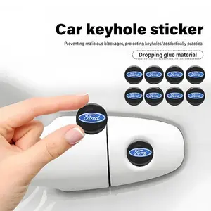 4/10/15PCS 3D Epoxy Resin Car Door Keyhole Sticker Lock Core Anti-Dustproof Protector Stickers Decal Car Styling For Ford ST Focus 2 3 Mk2 Mk3 Fiesta Mondeo Kuga Ranger Mustang Fusion Explorer Ecosport Transit