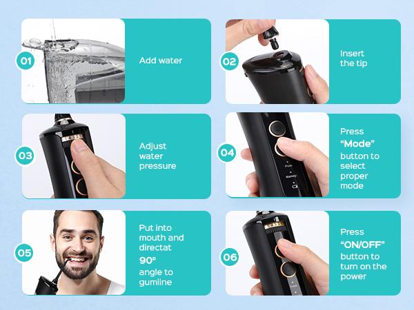 COSLUS E40 Professional Water Flosser|10 Pressure Settings, Cordless & IPX7 Waterproof | Fights Plaque, Tartar & Gum Disease | Perfect for Braces, Orthodontics, Dental Care | Home & Travel Use | #OralCare #Braces #DentalHealth Teeth Cleaning Machine Black