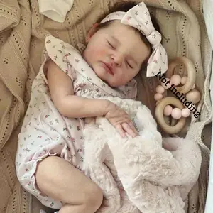 GUESSBELLY Realistic 50 CM Sleeping Baby Reborn Doll With 3D-Painting Skin And Visible Veins, 20 Inch Alive Soft Vinyl Newborn Baby Lovely Bedtime Toy Birthday Gift For Child (Some Parts Random)