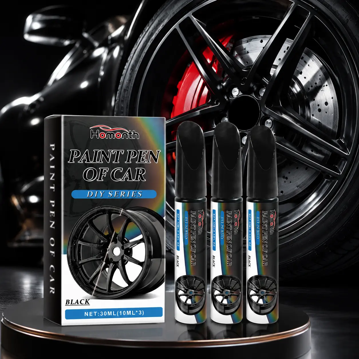 Black Wheel Scratch Repair Pen – Fix Scuffs, Scratches & Paint Chips on Car Rims | Gloss Black Rim Touch Up - Wheel Repair Kit Curb Rash, Quick And Easy Wheel Scratch Repair, Rim For Wheel Repair (Gloss Black)