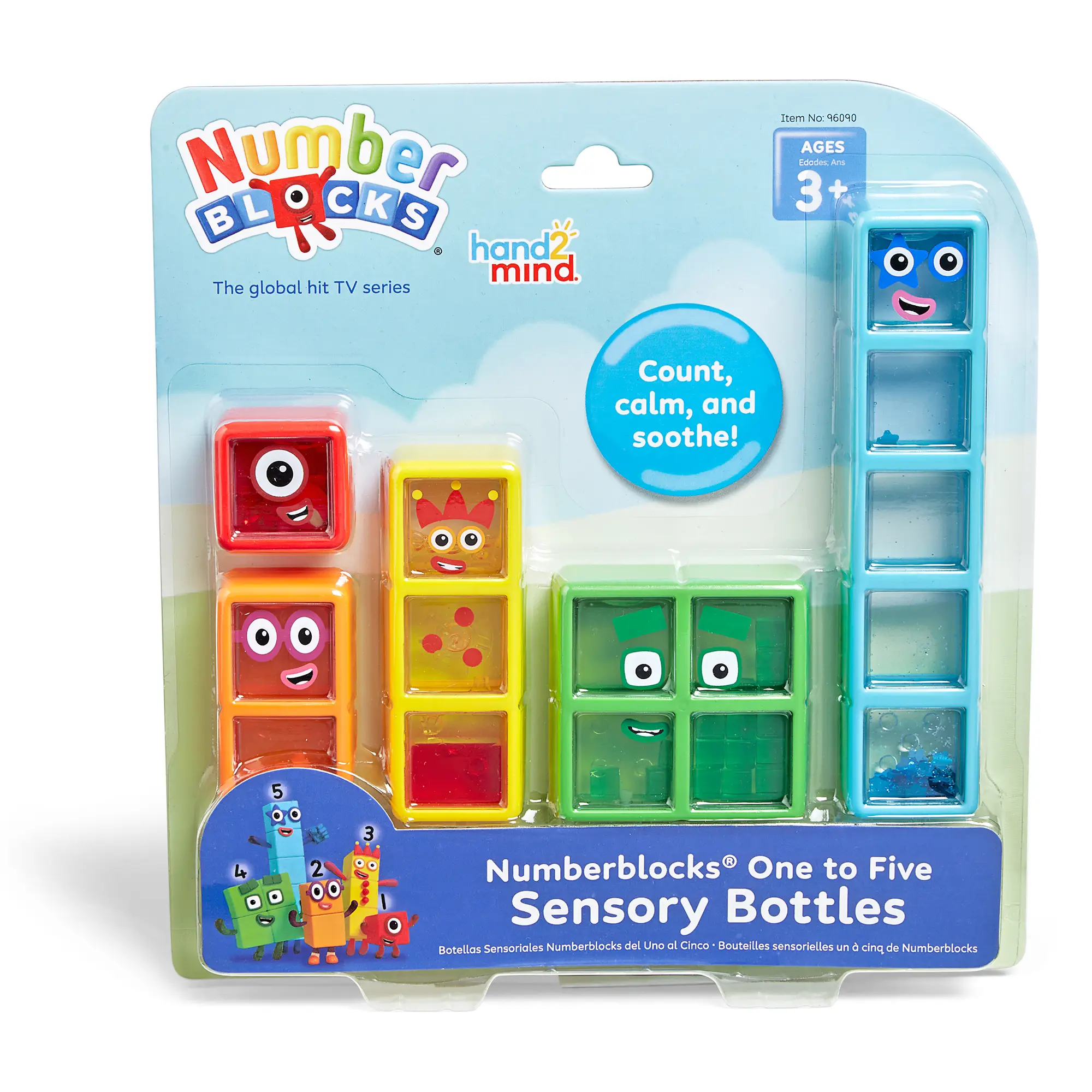 hand2mind Numberblocks One to Five Sensory Bottles, Numbers for Toddlers, Counting Toys, Calming Sensory Toys, Calm Down Corner Supplies, Social Emoti