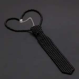 New cross-border popular pearl tie paired with shirt, suit, short accessories, fashionable trend, pure handmade bead tie