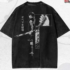 Vintage Washed Fan Gift Streetwear, Anime Washed Shirt, Anime Streetwear Graphic T-Shirt 95I