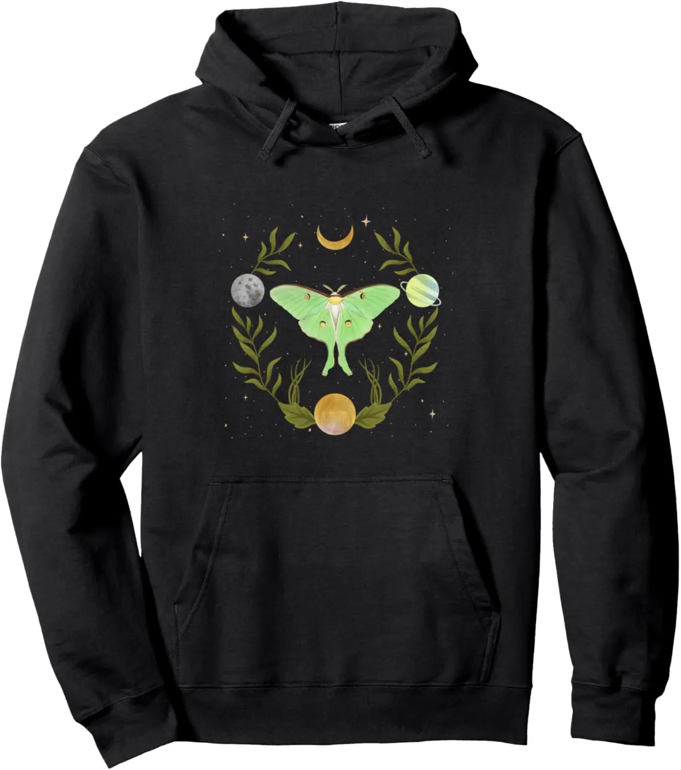 Aesthetic Cottagecore Celestial Luna Moth Moon Butterfly Pullover Hoodie