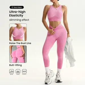 Hijesse Women's pure erotic sportswear set, yoga and fitness two-piece set, high-waisted thong leggings for sports bras, American-style daily outwear for running and Pilates set, suitable for spring and summer wear