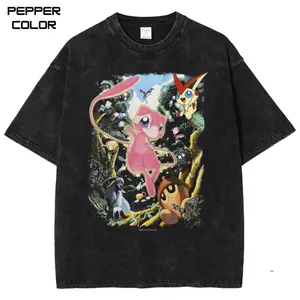 Mew And Victini Vintage Graphic T-Shirt, PKM Anime Shirt, Anime Merch, Unisex Streetwear Tee, cotton crewneck Short Sleeve shirt, Fan Gift Tee
