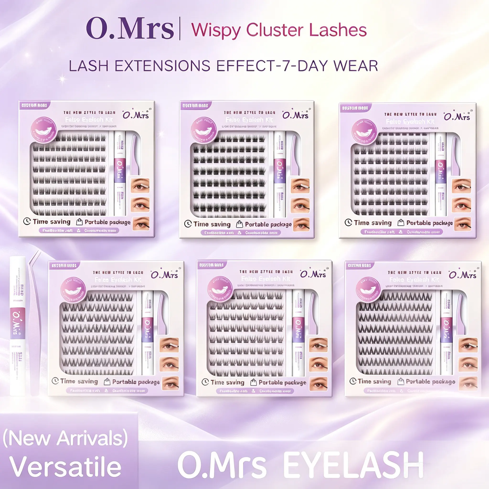 OMRS Lash Extension Kit: 6 Styles (K01-K06) | DIY Clusters with 360° Bond & Seal | Waterproof & Long-Lasting DIY Beauty Eyelashes Makeup Flawless Gentle Salon Cosmetic