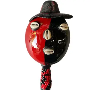 Elegua Maraca Traditional Eleggua Eshu Rattler Santeria Ifa Osha Palo Santo with Beaded Handle Percussion Instrument