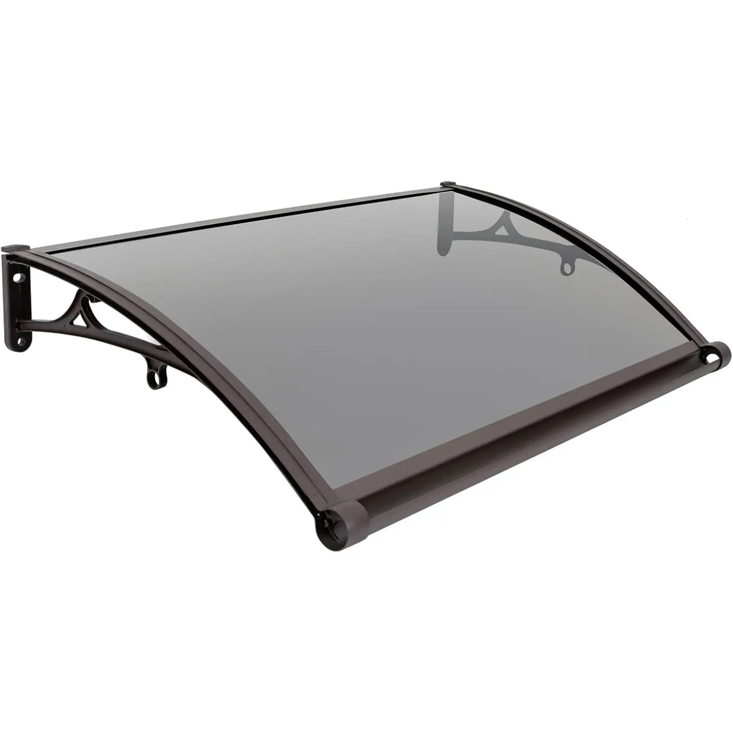 Window Door Awning Canopy 40Inch x 24Inch Polycarbonate Awning for Door Entrance with Aluminum Alloy Bracket Transparent Window Awnings Exterior for UV,Rain,Snow Protection (Tea)
