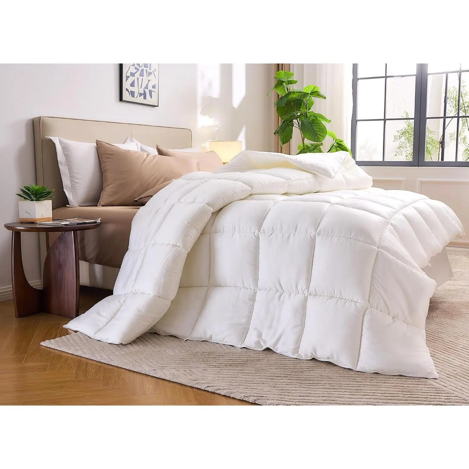 Duvet Insert King Size (106x92 in) - Ultra Soft Quilted Duvet Insert with 8 Corner & Side Loops, Double Stitching, Satin Piping - Luxuriously Soft (King, Heavyweight)