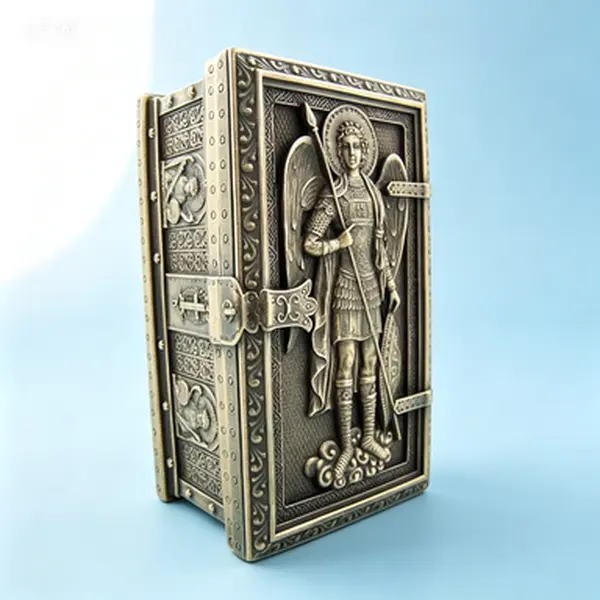 Angel Rosary Keepsake Box Saint Michael Cold Cast Bronze Relic Case Framed Trinket Display No Glue Needed Reusable