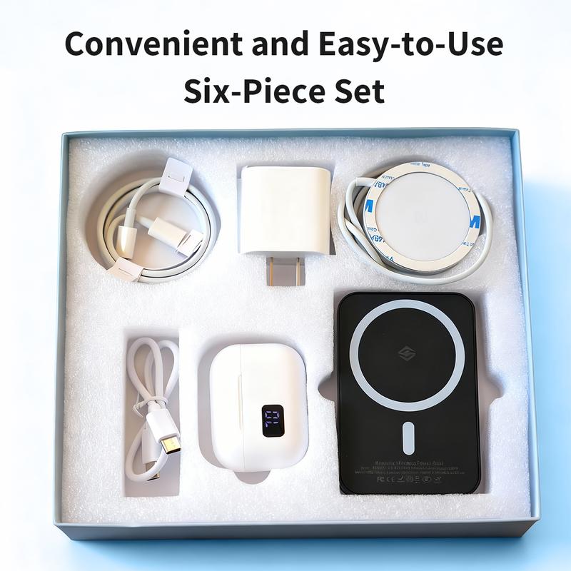 TikTokShopBlackFriday& Christmas Gift: 6-in-1 Magnetic Charging Kit ，Magnetic Power Bank,wireless Bluetooth earbuds, Fast Charger, Wireless Charger, C to C+Type-C to Lightning, Fast Charge Adapter, Portable & Compact.  #BlackFridayDeals #BlackFriday